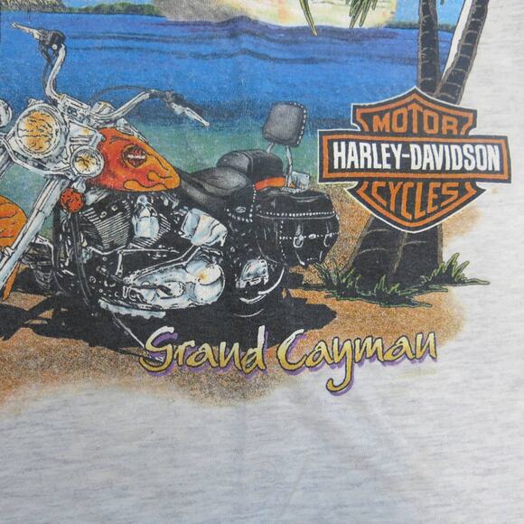 HARLEY DAVIDSON T SHIRT Cruzin the Caymans Size*see notes Pirate Beach Gray - Picture 3 of 6